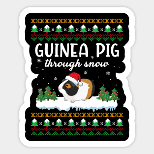 Guinea Pig Through Snow Funny Christmas Costume Sticker